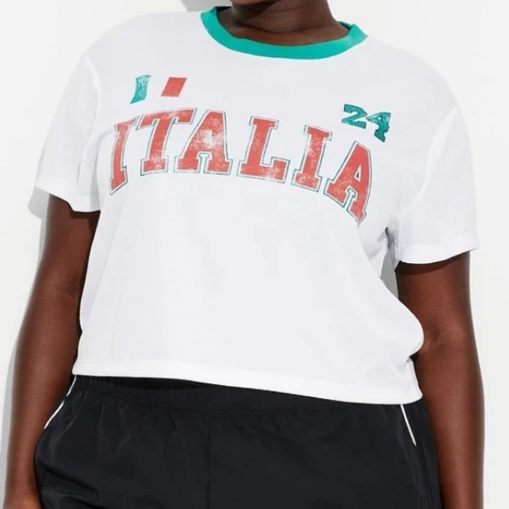 Grayson Threads White Green Italia Mesh Crop Boxy T-Shirt XXL